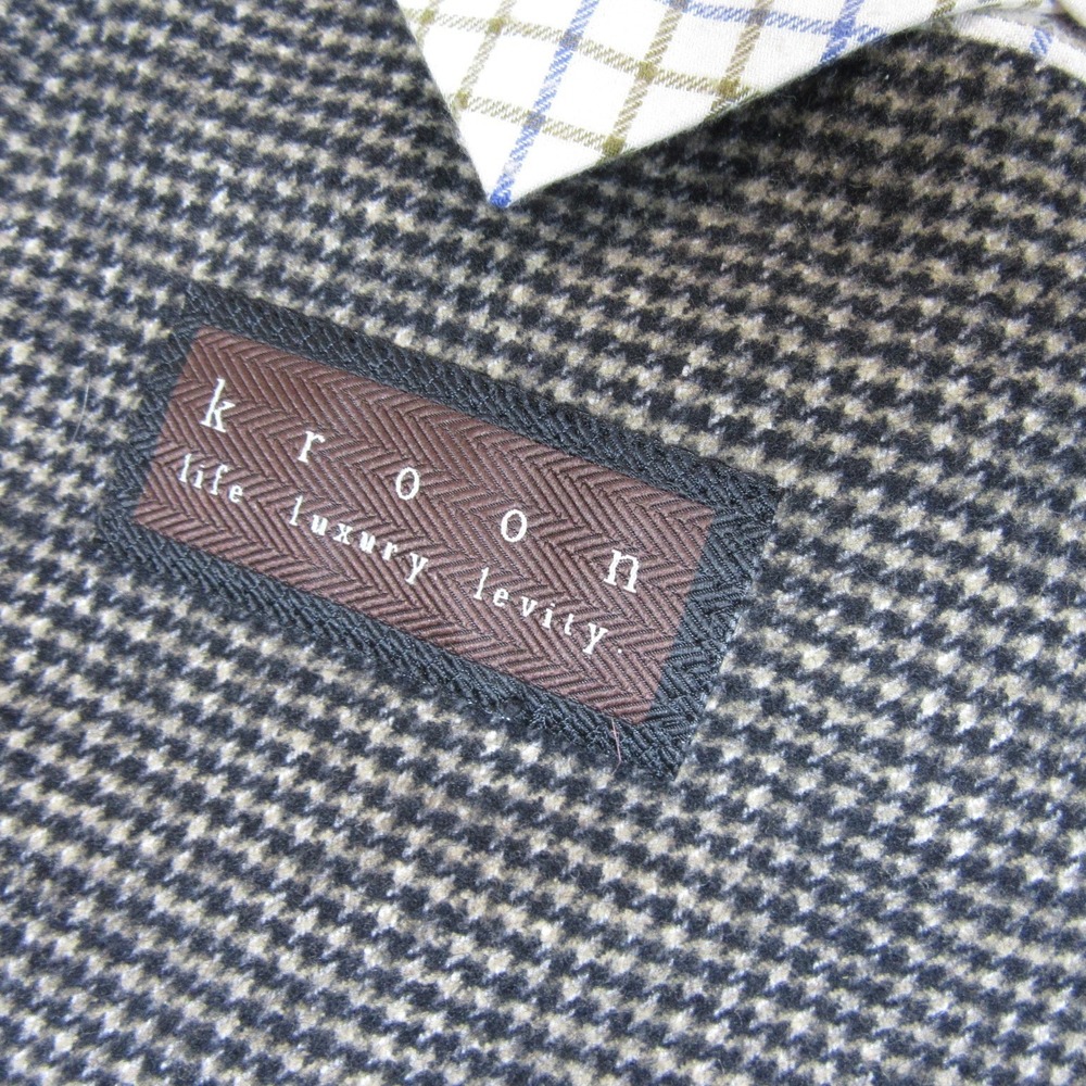 Kroon Tweed Sport Coat 46L 2 Button Brown Houndstooth Unstructured Double Vent - Picture 9 of 12